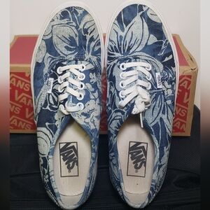 Vans Denim Floral Low-Top Sneakers - Blue & Cream